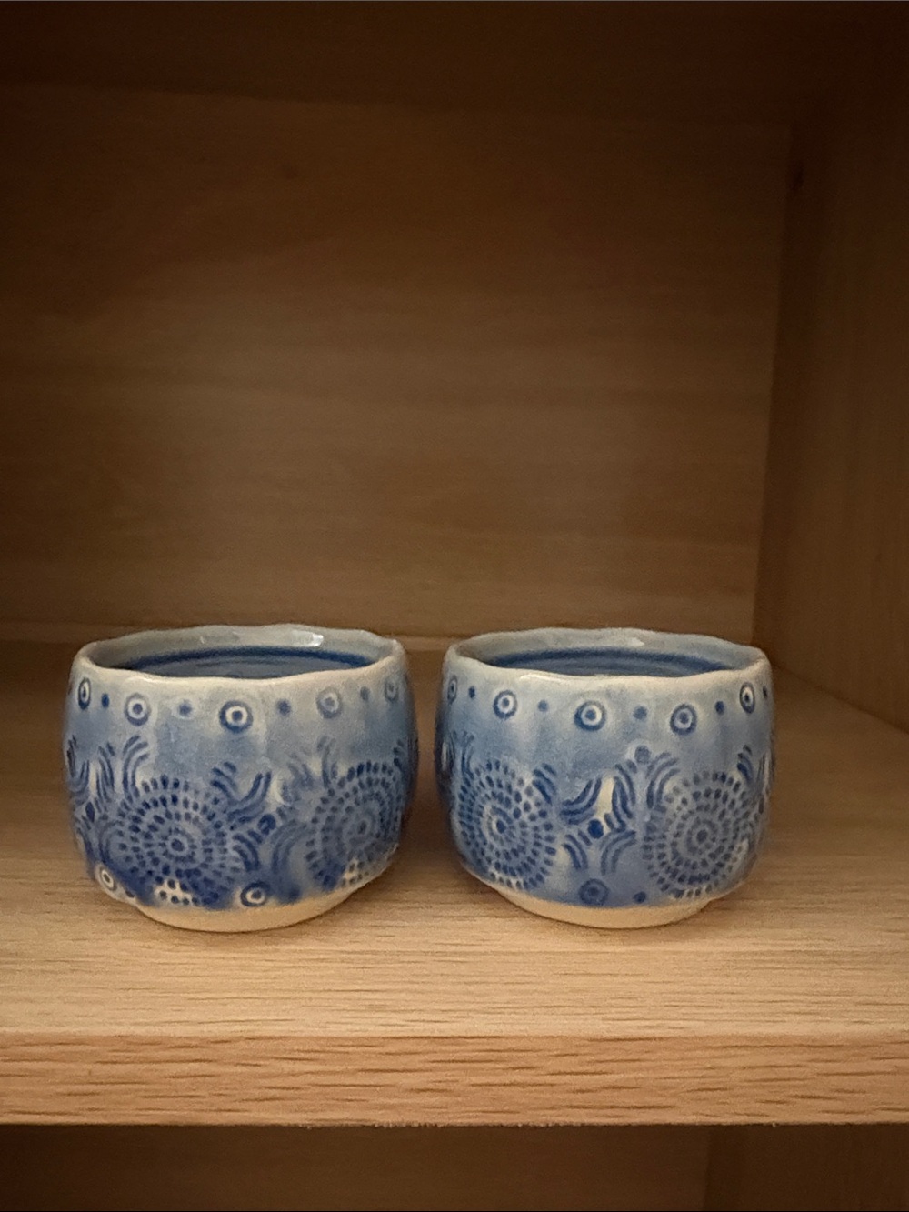 Anthropologie Blue Ceramic Patterned salt and pepper shaker - Set of 2